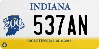 IN license plate 537AN