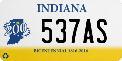 IN license plate 537AS