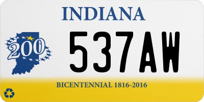 IN license plate 537AW