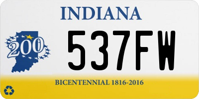 IN license plate 537FW