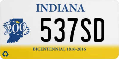 IN license plate 537SD