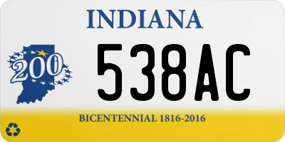 IN license plate 538AC