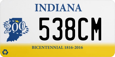 IN license plate 538CM