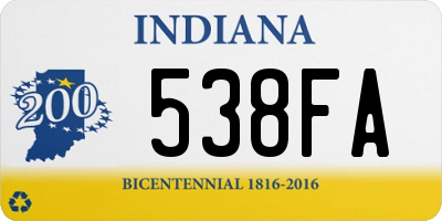 IN license plate 538FA