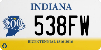 IN license plate 538FW