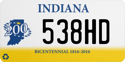 IN license plate 538HD