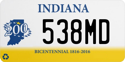 IN license plate 538MD