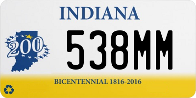IN license plate 538MM