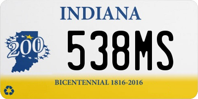 IN license plate 538MS