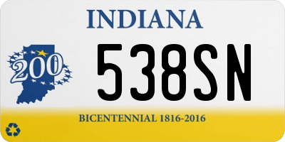 IN license plate 538SN