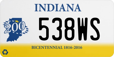 IN license plate 538WS