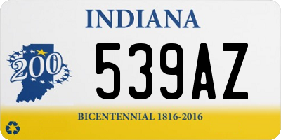 IN license plate 539AZ