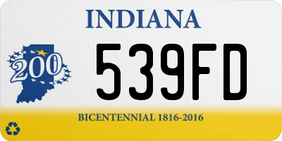 IN license plate 539FD