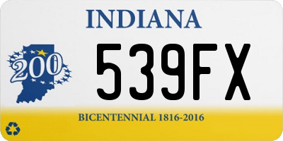 IN license plate 539FX