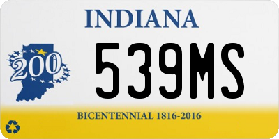 IN license plate 539MS