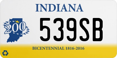 IN license plate 539SB