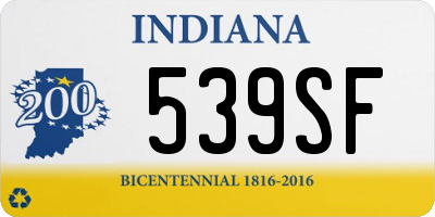 IN license plate 539SF