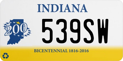 IN license plate 539SW