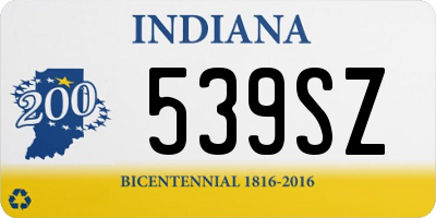 IN license plate 539SZ