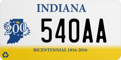 IN license plate 540AA