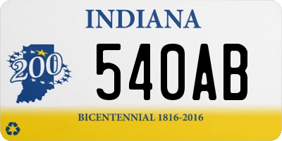 IN license plate 540AB