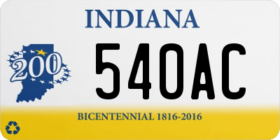 IN license plate 540AC