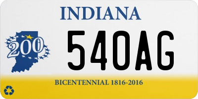 IN license plate 540AG