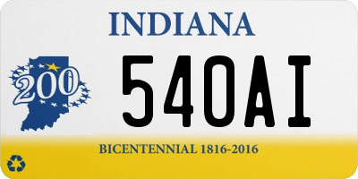 IN license plate 540AI