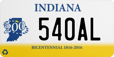 IN license plate 540AL