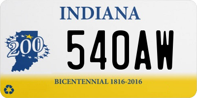 IN license plate 540AW