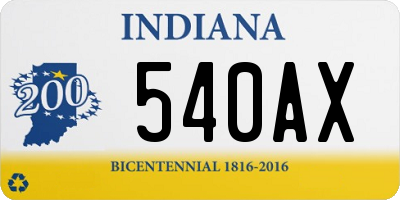 IN license plate 540AX