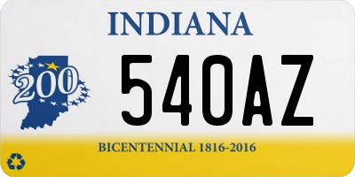 IN license plate 540AZ