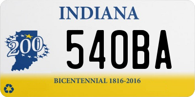 IN license plate 540BA