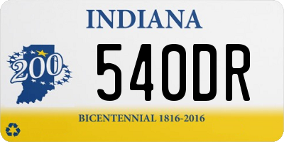 IN license plate 540DR