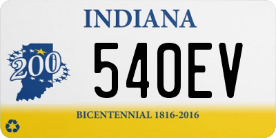 IN license plate 540EV