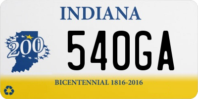 IN license plate 540GA