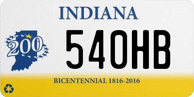 IN license plate 540HB