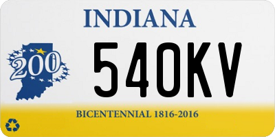 IN license plate 540KV