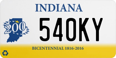 IN license plate 540KY