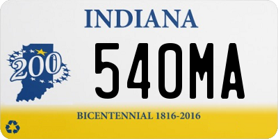 IN license plate 540MA