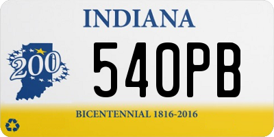 IN license plate 540PB