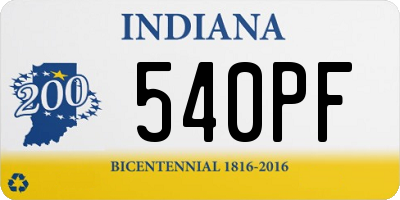 IN license plate 540PF