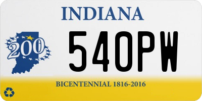 IN license plate 540PW