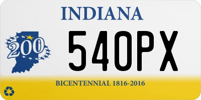 IN license plate 540PX