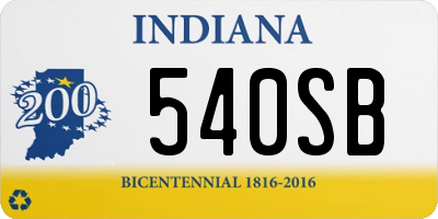 IN license plate 540SB