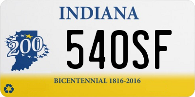 IN license plate 540SF