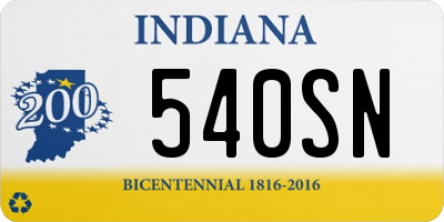 IN license plate 540SN