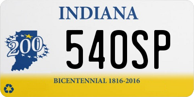 IN license plate 540SP