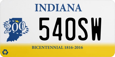 IN license plate 540SW