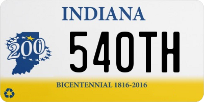 IN license plate 540TH